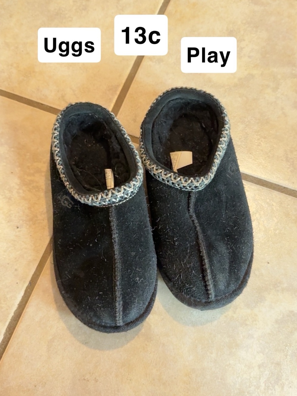 UGG Kids Black Slip-On Shoes